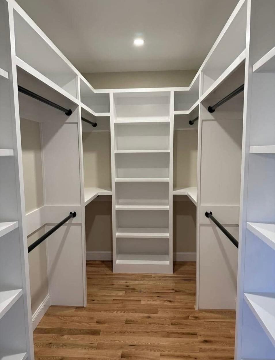 Custom closet shelving and hanging rods